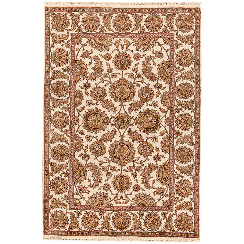 High-Quality Hand-Knotted Ivory Area Rug