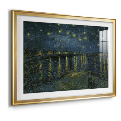 Nuit étoilée au-dessus du rhône-Vincent van Gogh - reproduction d'art avec passe-partout et verre - 1888