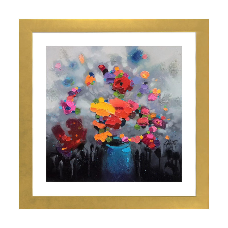Bouquet I, Gold Paper, 16" H x 16" W x1" D, White