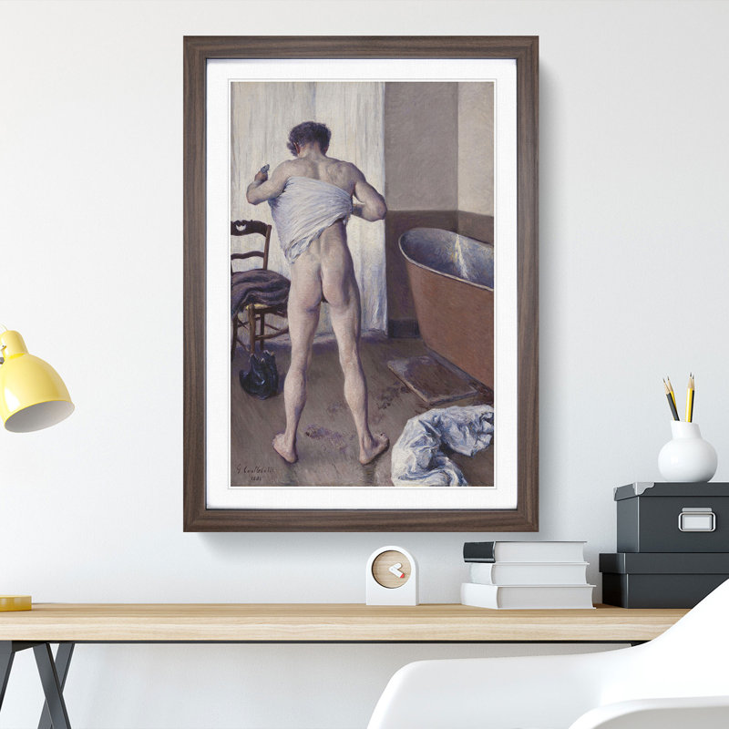Man at His Bath by Gustave Caillebotte - Picture Frame Painting, Walnut Framed, 48cm H x 36cm W x 2cm D