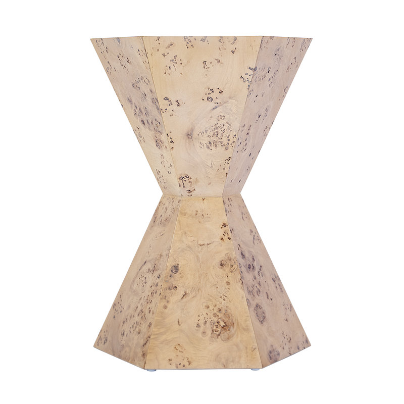 Billie Hexagonal Burl Side Table, Beige
