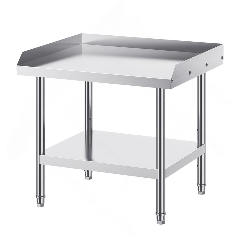 Table de travail en acier inoxydable, table de travail de préparation des aliments 24 x 28 x 26 pouces, table de travail robuste à 3 côtés avec dosseret, table de travail en métal avec hauteur réglable pour hôtel restaurant