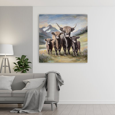 Highland Cow Family, art contemporain