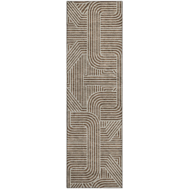 Premium Machine Washable Prisco Brown Rug