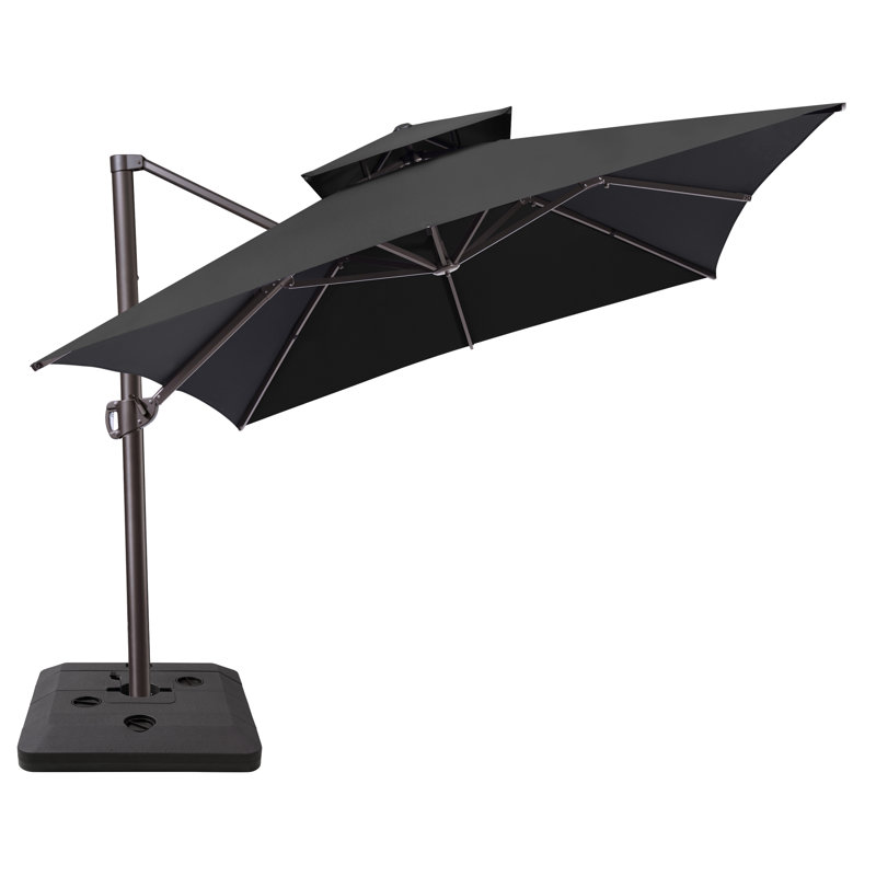 Parasol en porte-à-faux rectangulaire 13 'x 10', base de contrepoids incluse, Noir