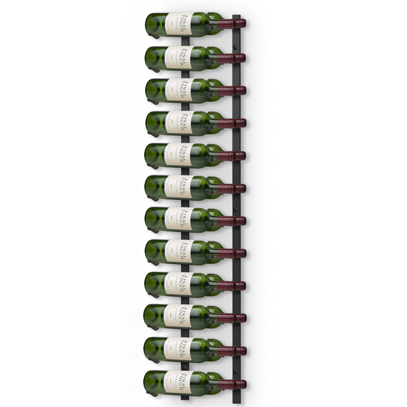 24 Bottle Wall Mounted Wine Bottle Rack in Black