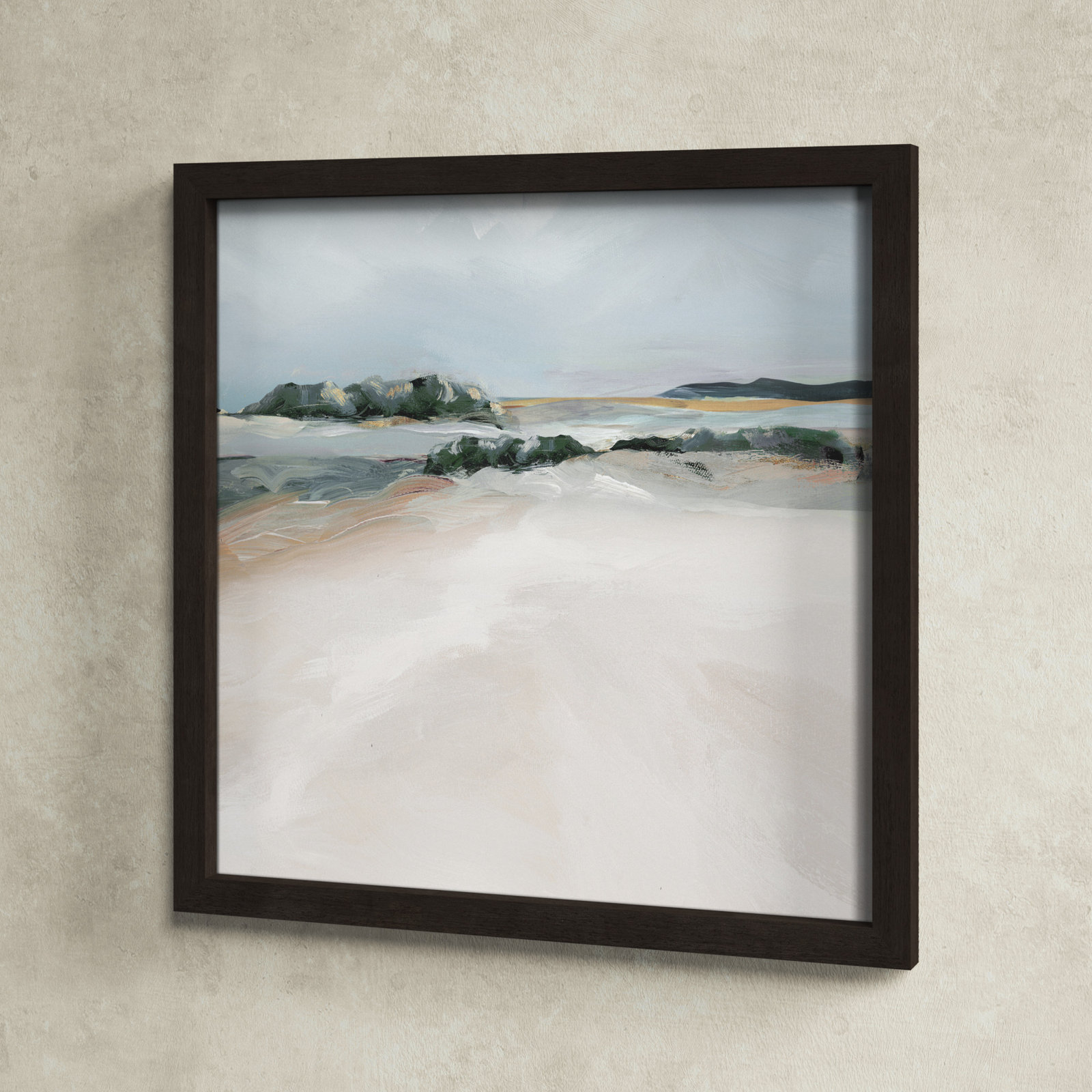 Anelis "Shimmering Path" Painting, 24.5" H x 24.5" W x 1.12" D, Walnut Framed