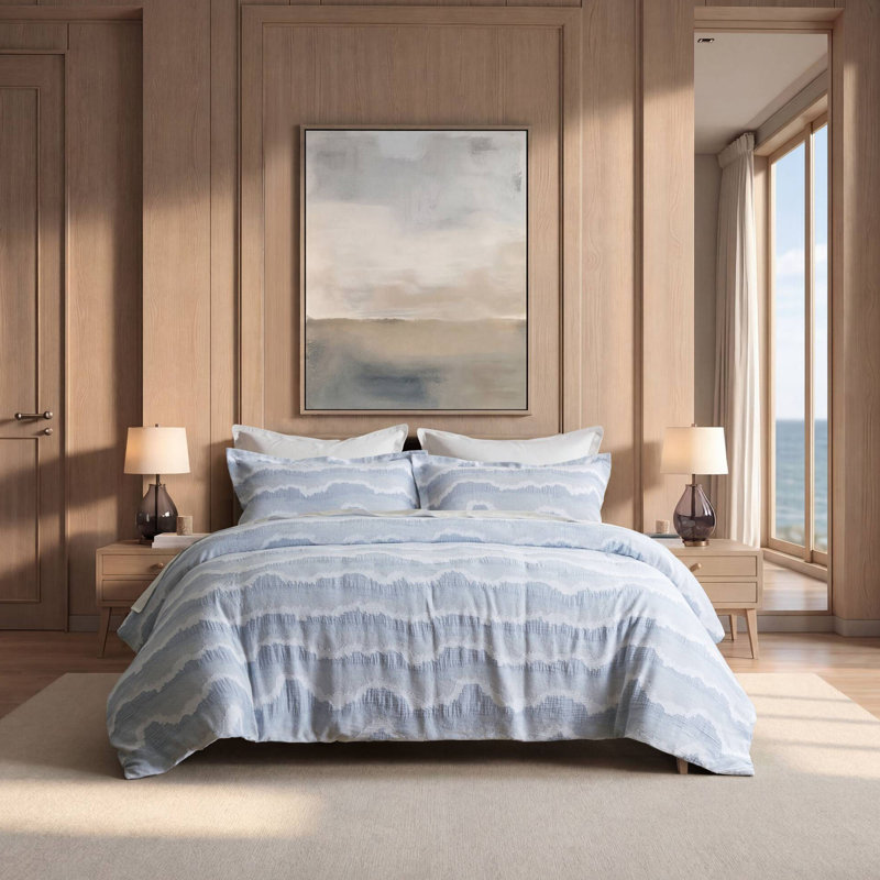 Ensemble de housse de couette en jacquard de coton 3 pièces pour grand lit, Grand lit