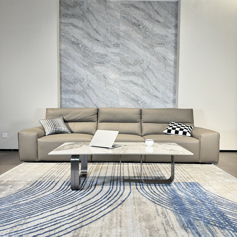 55" Wide Rectangular Coffee Table, Grey, Gray