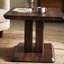 Table basse rectangulaire moderne en bois de noyer brun foncé Ajoutez une atmosphère calme et confortable à votre maison. Table basse en MDF, noyer, autocollant texturé brun foncé, table d'appoint.