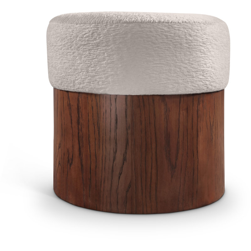 Repose-pieds / tabouret Asai, Tissu velours beige, Brun
