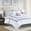 Édredon 8 pièces pour très grand lit - style transitionnel, coussins brodés avec garniture sophistiquée 8 pièces, rembourrage-120218099-120218100