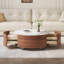 Table basse ronde mobile avec roulettes et 2 tiroirs-131206395