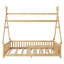 Lit de maison avec lumière, lit de maison à plancher bas avec clôture et toit pour enfants, garçons et filles (naturel)-251022992-251022995