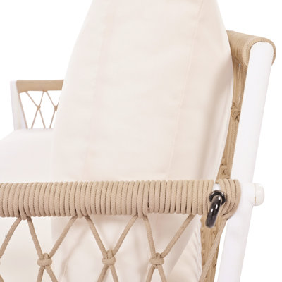 Two Outdoor Swing In Beige With Waterproof Cushions And Pillows Balcony Soft Padding Rope Weaving