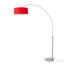 Lampe à arc 92 po Float - laiton patiné, base en marbre blanc, abat-jour en lin rouge cramoisi, à intensité variable, ampoule incluse-130800404