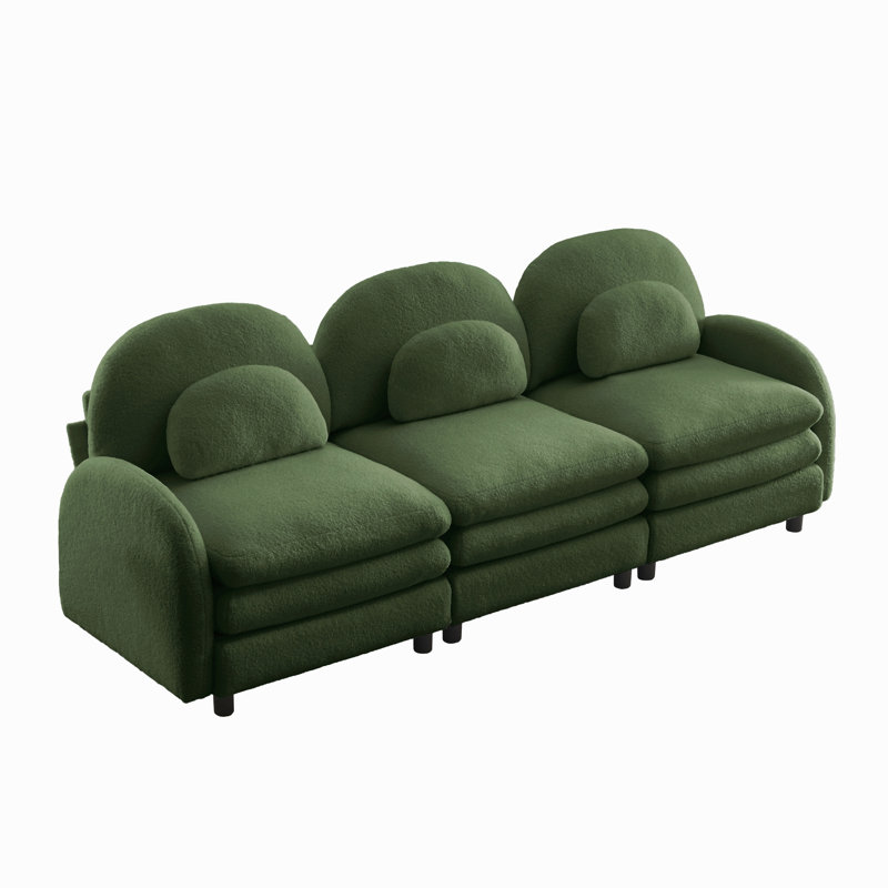 Canapé 3 places Teddy, L 98,2 po, Ours en peluche vert