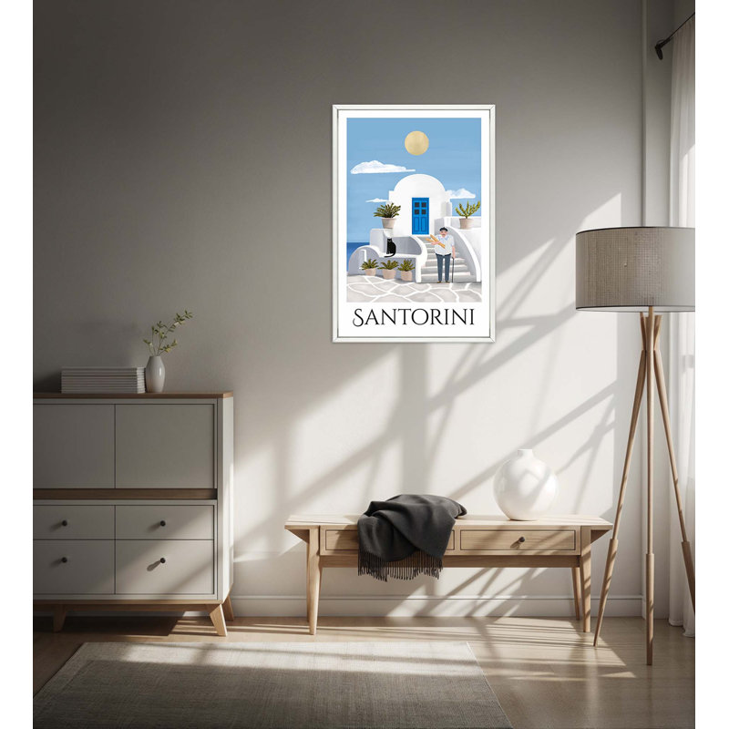 Santorini Travel Poster - Framed, Medium
