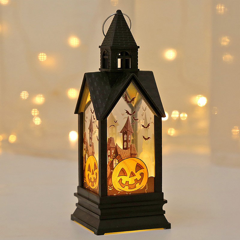 Halloween LED Candle Lights Battery Operated Hanging Retro Lantern Ornaments Porch Party Halloween Decoration