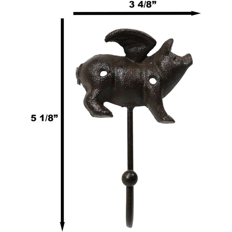 Set Of 2 Rustic Country Flying Angel Pig Wall Hooks Coat Towel Hanger