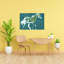 Cheval bleu sarcelle galopant, impression abstraite, cheval moderne, art mural-129970286