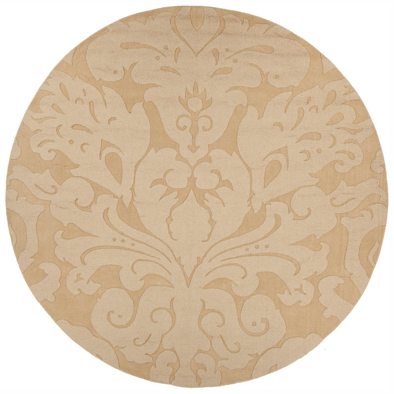 Tapis doré en laine touffeté Griagal, Rond 8 pi