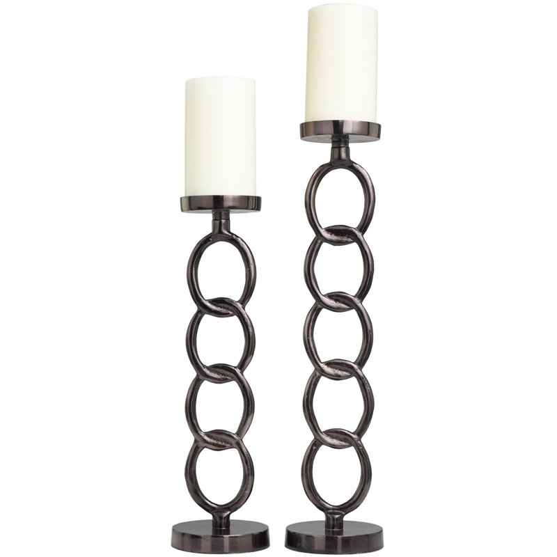 2 Piece Aluminum Tabletop Pillar Set, Dark Grey