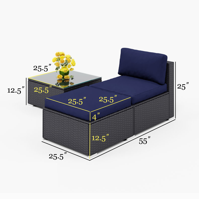 Chaise de patio avec coussins Mcgahan
