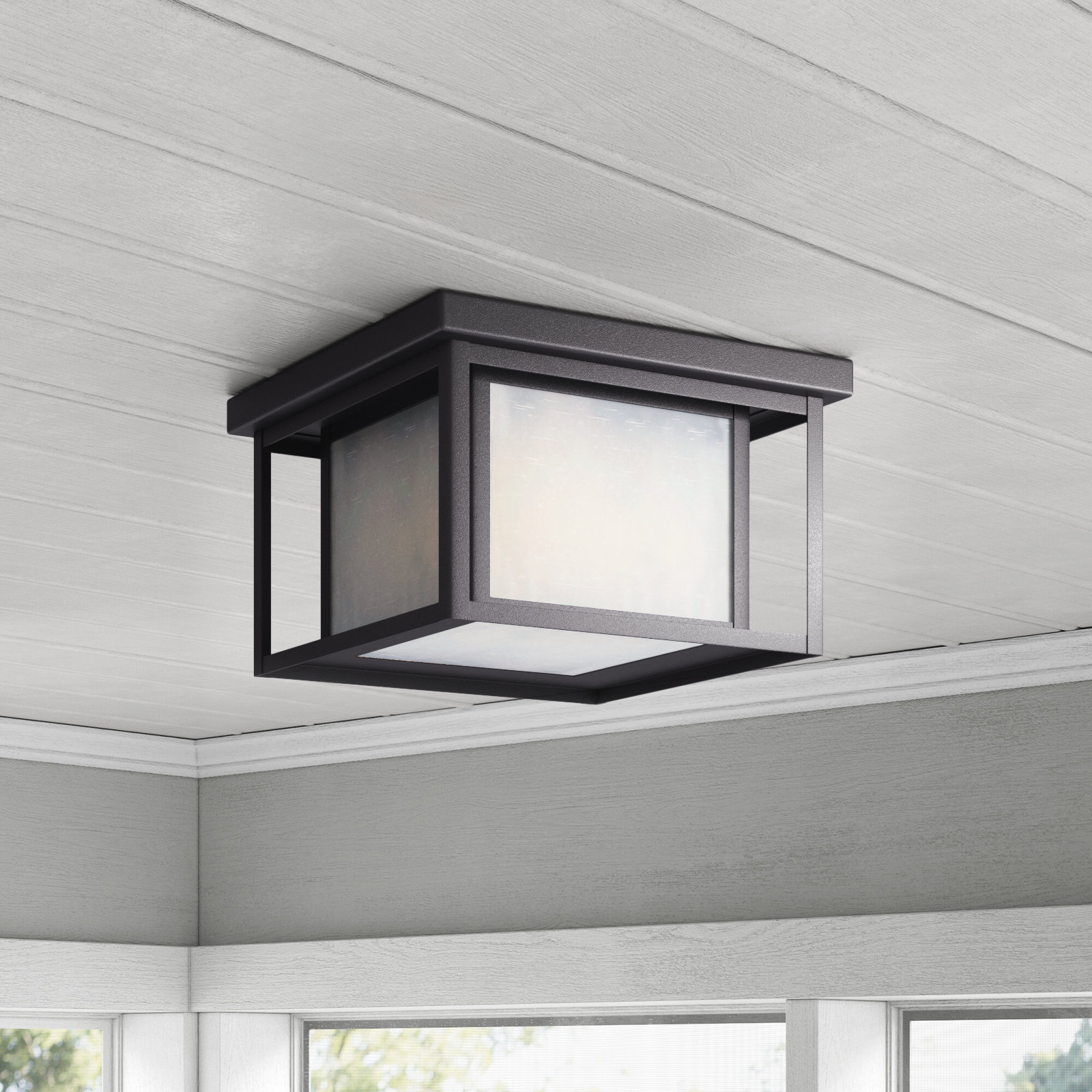 Vermont Square Outdoor Flush Mount, Black