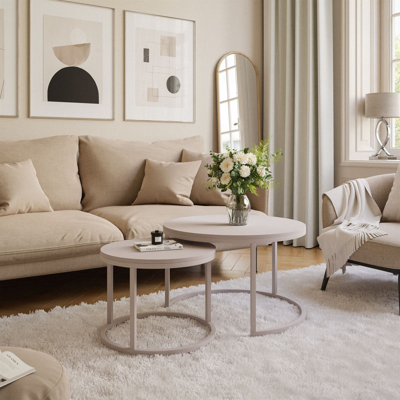 Neika 2 Piece Coffee Table, Cashmere, Wood