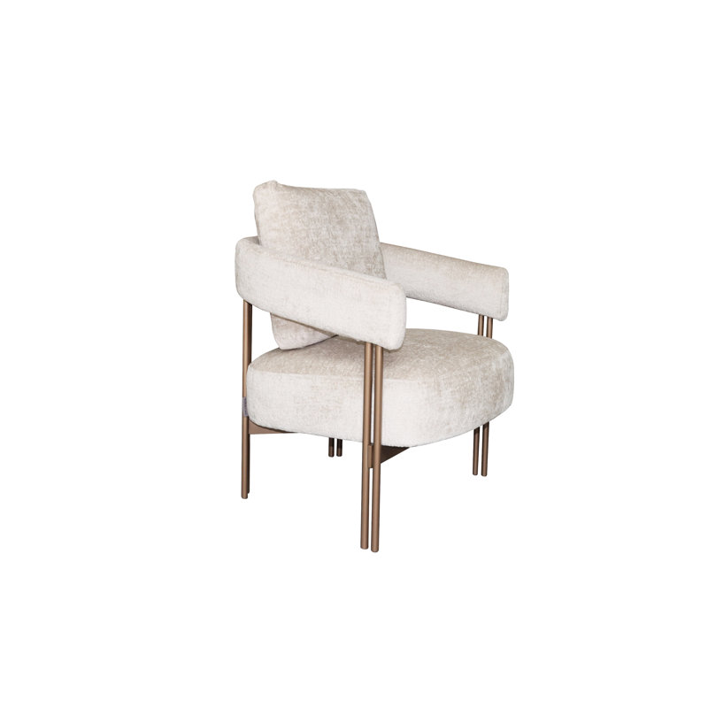 Randel Armchair, Plush Beige 100% Polyester, Bronze