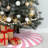 Pink Candy Christmas Tree Skirt, Pastel Candy Cane Brushed Fabric Tree Base Cover, Cute Holiday Decor