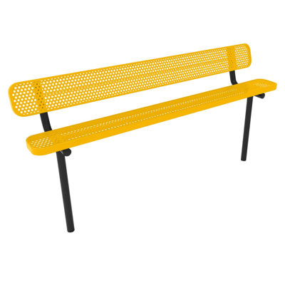 Bench, Textured Black, Expanded, 8Ft, With Back, Inground