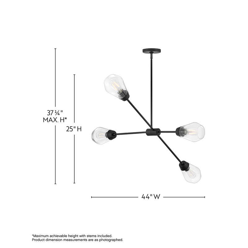 Lustre spoutnik articulé convertible 4 lumières Livie, Noir, noir, noir, noir