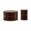 Ensemble de meuble télé en bois et table basse avec portes coulissantes cannelées, console média avec poignées dorées-120133613
