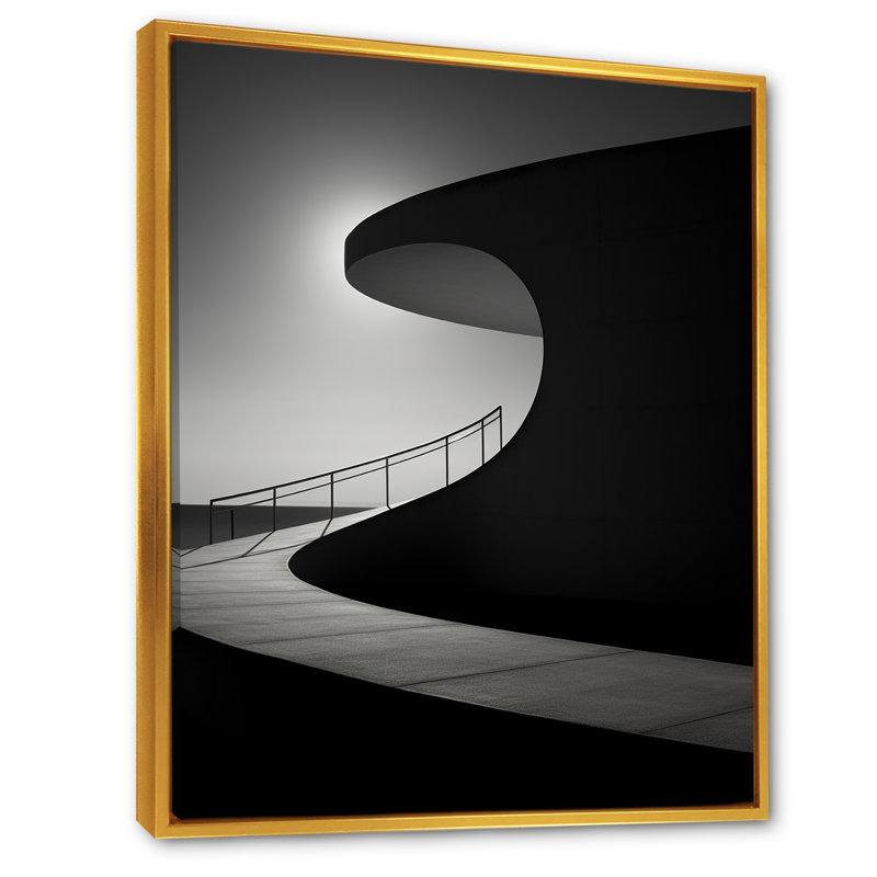 Mimalisme, bâtiment, paysage, impressions sur toile, Cadre flottant doré, H 32 po x l 16 po x P 1 po