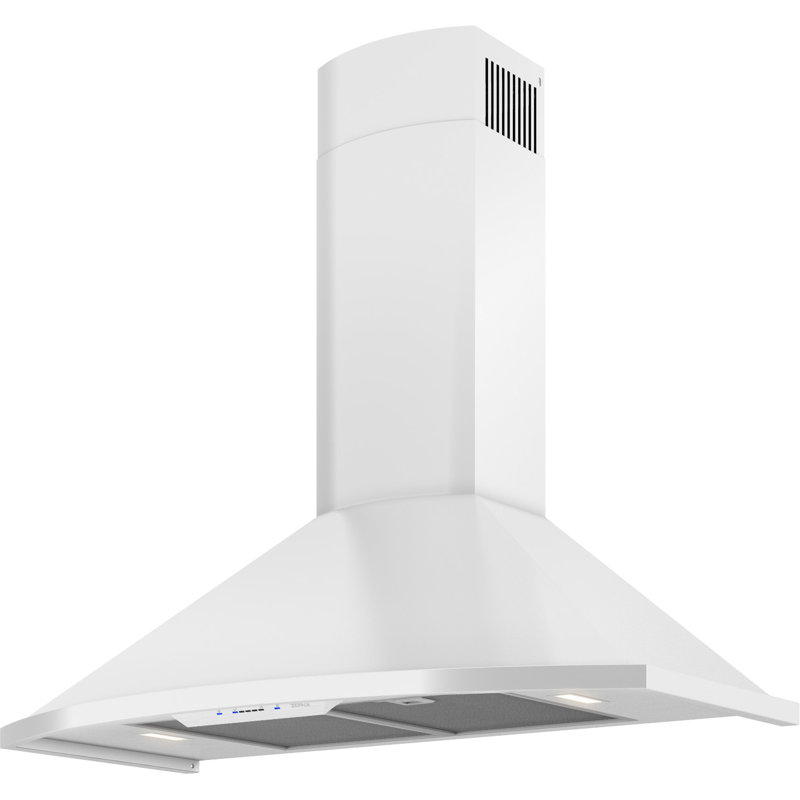 Core Zephyr 36" 600 CFM Wall Mount Range Hood in Stainless Steel with LED Lights, White