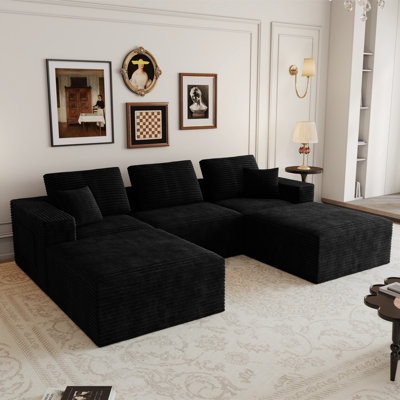 Canapé modulaire modulaire peu encombrant, velours côtelé moelleux, élégance moderne pour la maison