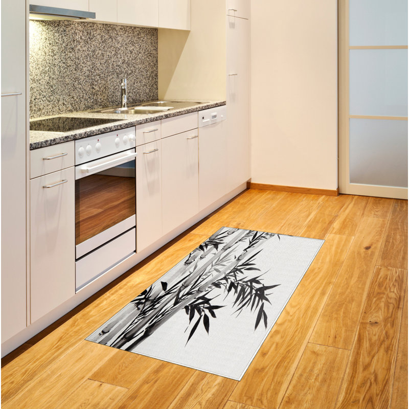 Black White High Density Long Fiber Poly Threads Decorative Area Rug Carpet, Rectangle 2'7" x 5'