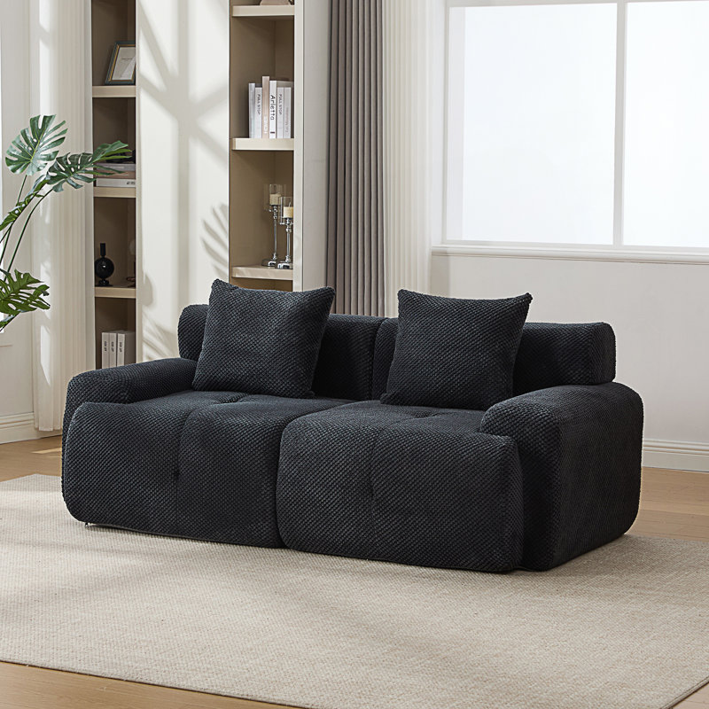 Causeuse de canapé moderne et modulaire, nuage confortable capitonné 2 places avec 2 coussins, canapé de conversion désossé