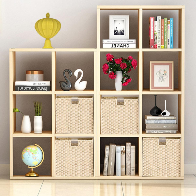 Wicker Basket, Set Of 2 Hand-Woven Paper Rope Storage Baskets For Organizing, Foldable Cubby Storage Bins, 11 Inch Large Wicker Storage Basket, Square Baskets Cube Storage Organizer