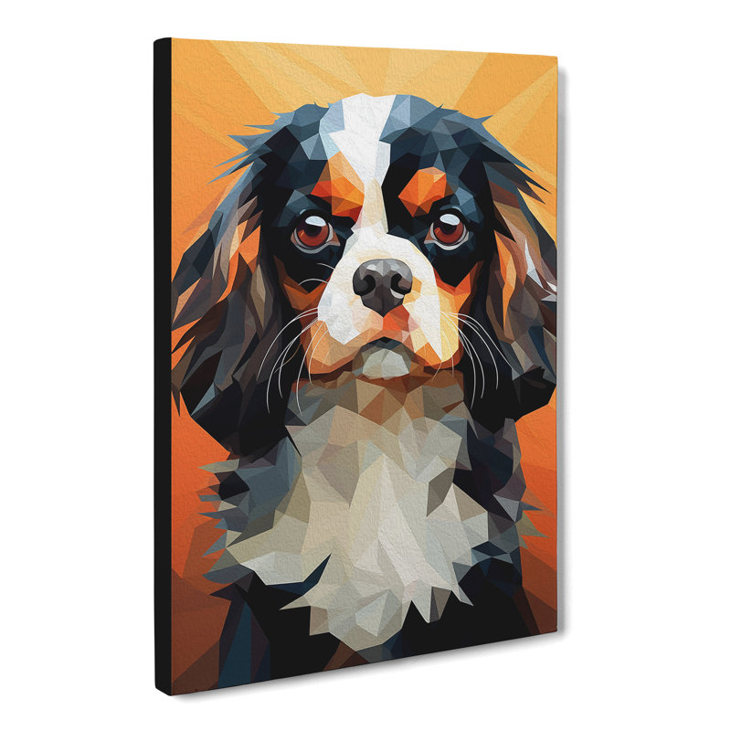 Cavalier King Charles Spaniel Geometric - Wrapped Canvas, 50cm H x 35cm W x 3cm D