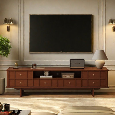 French retro design solid wood TV cabinet