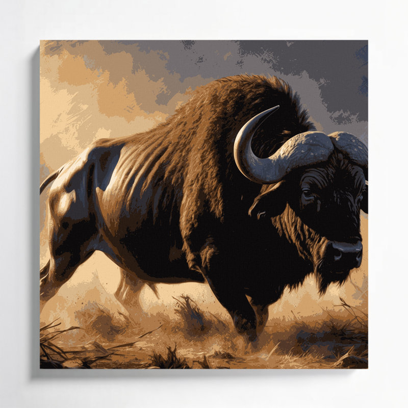 Wildlife African Buffalo Brown Canvas Wall Art, 8" H x 8" W