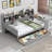 Wooden Full Size Daybed With Storage Shelves, Multi-Functional Bed With Two Storage Drawers And  Study Desk, Gray-997938679-997938678