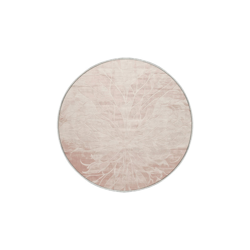 Tapis beige soyeux et moelleux, Rond 4 pi