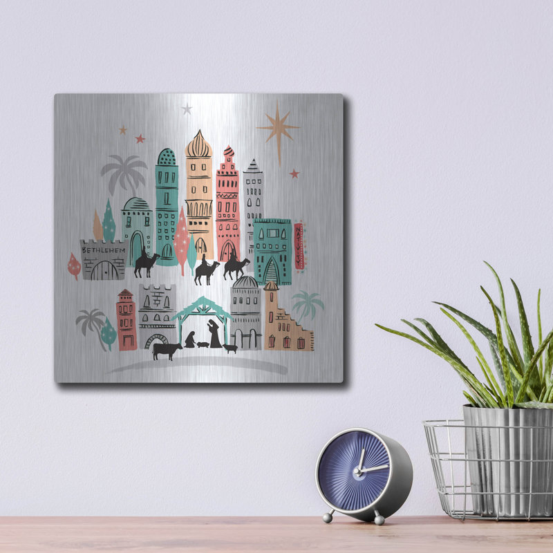  «Bethlehem» par Elle Media Group SA, art mural en métal, 12 po x 12 po, H 12 po x l 12 po