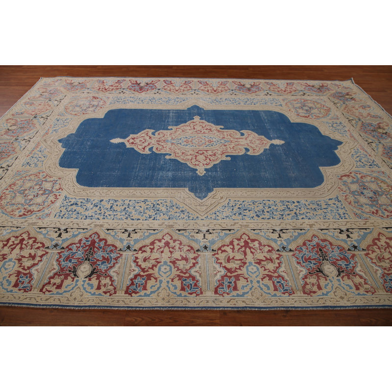 Tapis traditionnel rétro bleu 9 x 12