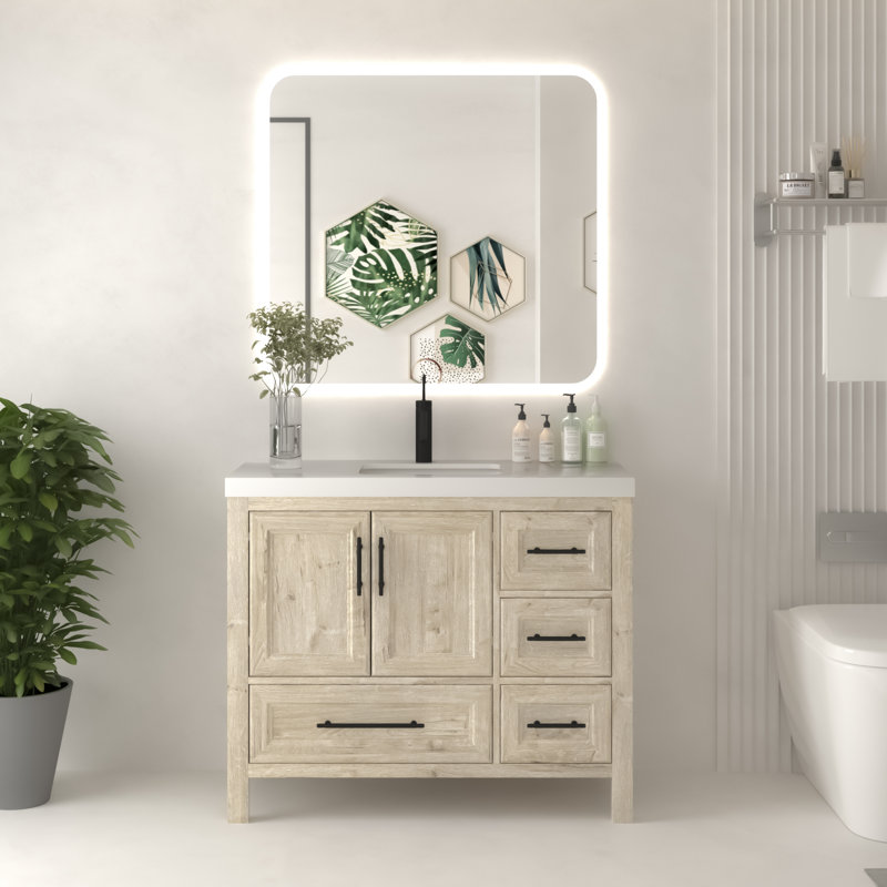 Ensemble de meuble-lavabo sur pied 42 po Vivian, Chêne clair