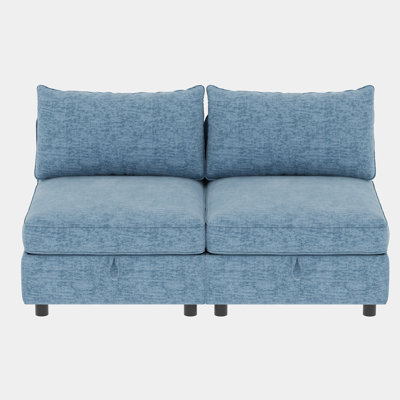 Hamza Chenille Upholstered 2-Seater Sectional Sofa with Storage